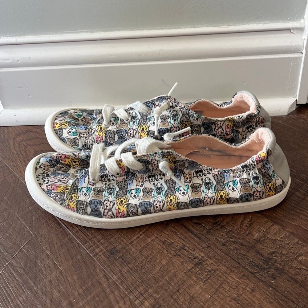 BOBS from Skechers Women's B Cute - "Paws" Print Canvas Sneakers Size 10 - Picture 2 of 6